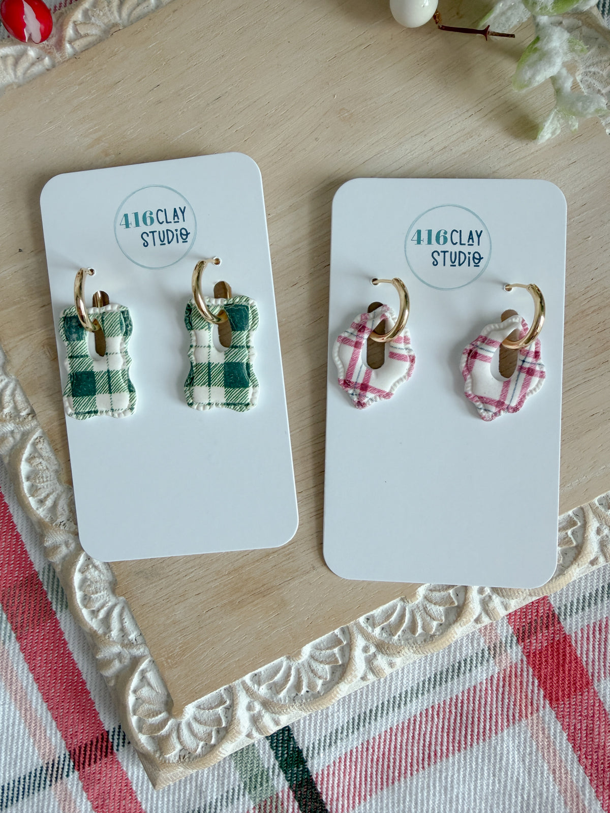 Plaid Christmas Charm Earrings