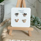 Animal Print Mouse Ear Stud Pack