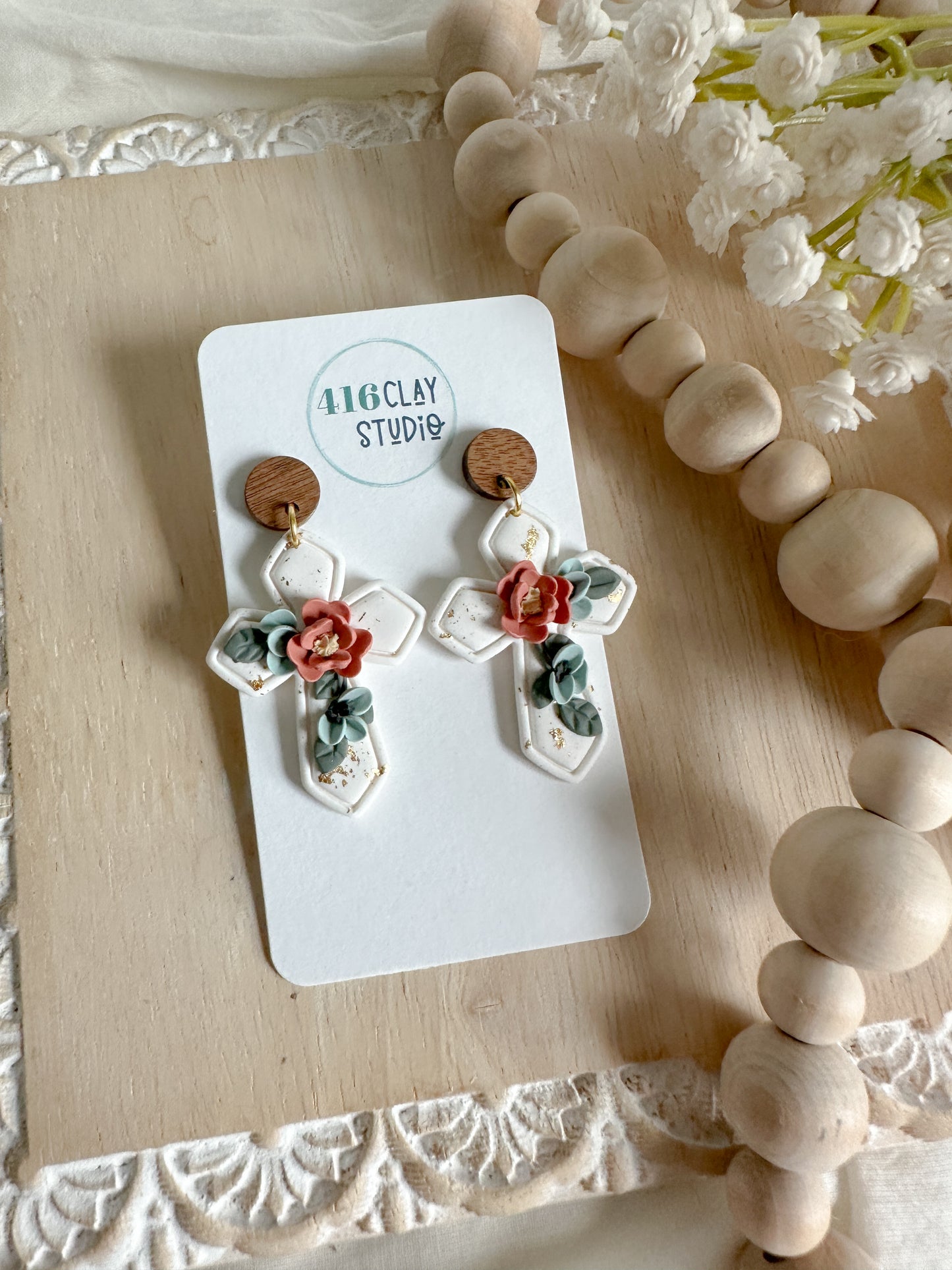 Blooming Faith Cross Earrings