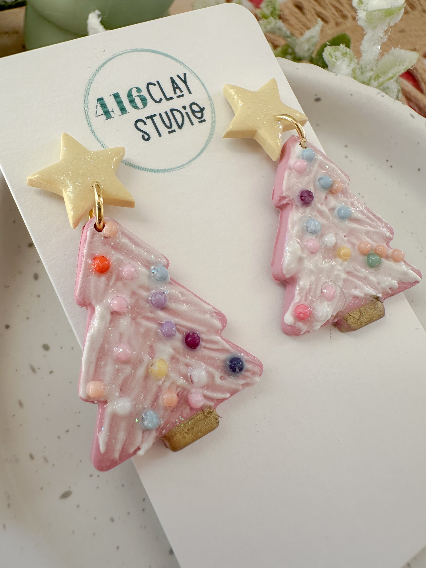 Pinkmas Tree Earrings