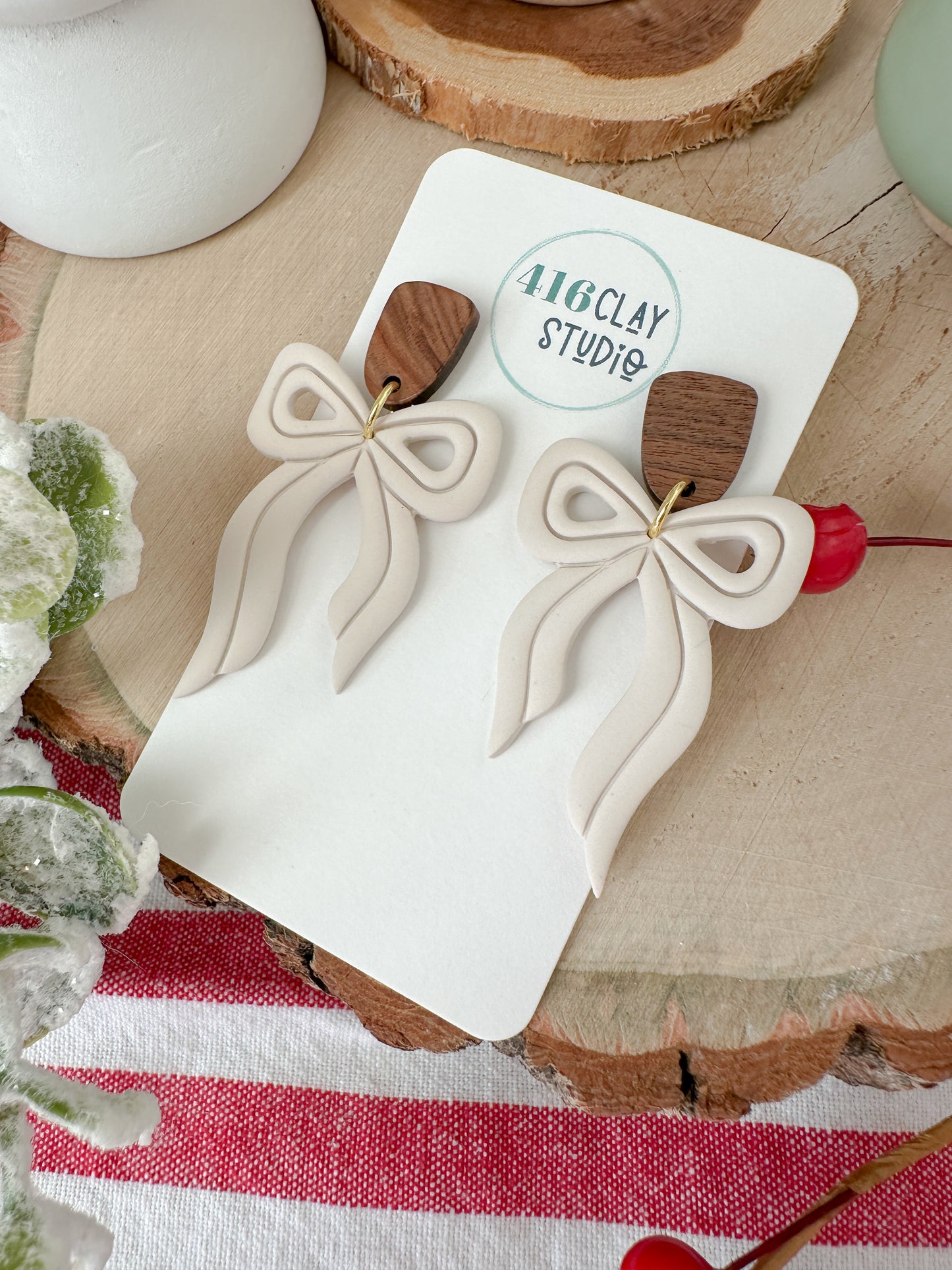 Neutral Bow Earrings