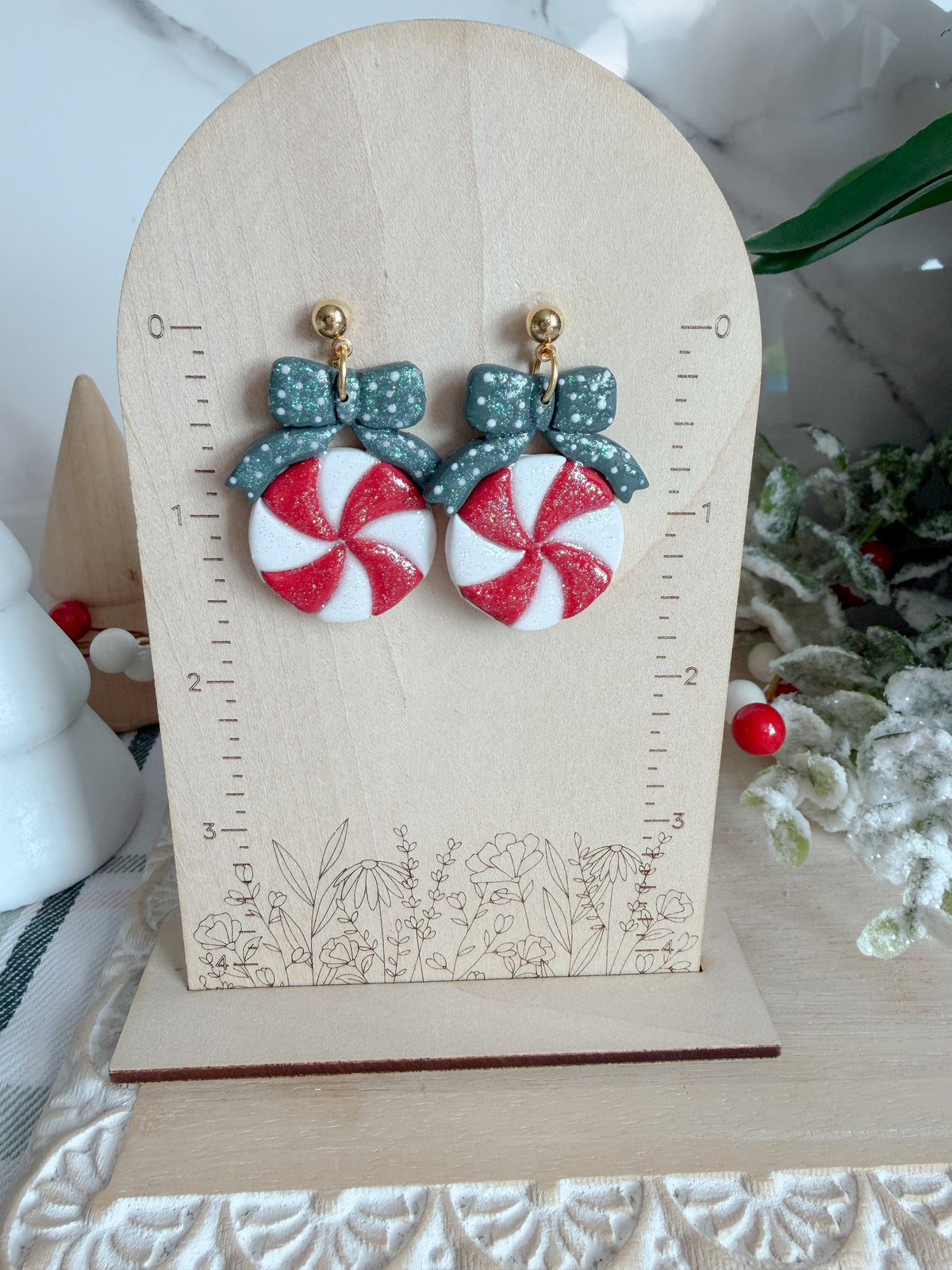 Peppermint & Bow Earrings