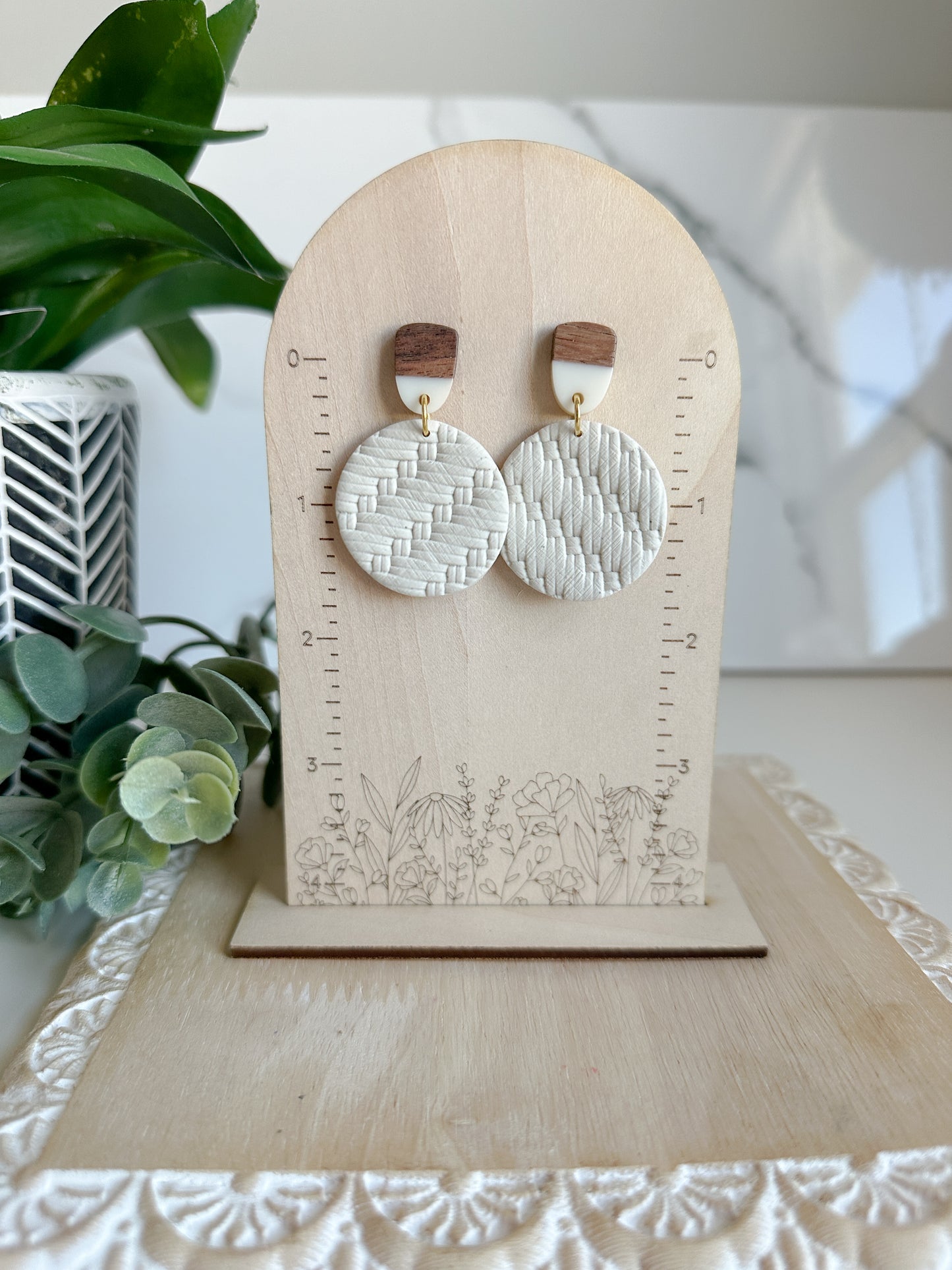 Round Faux Rattan Earrings (two options)