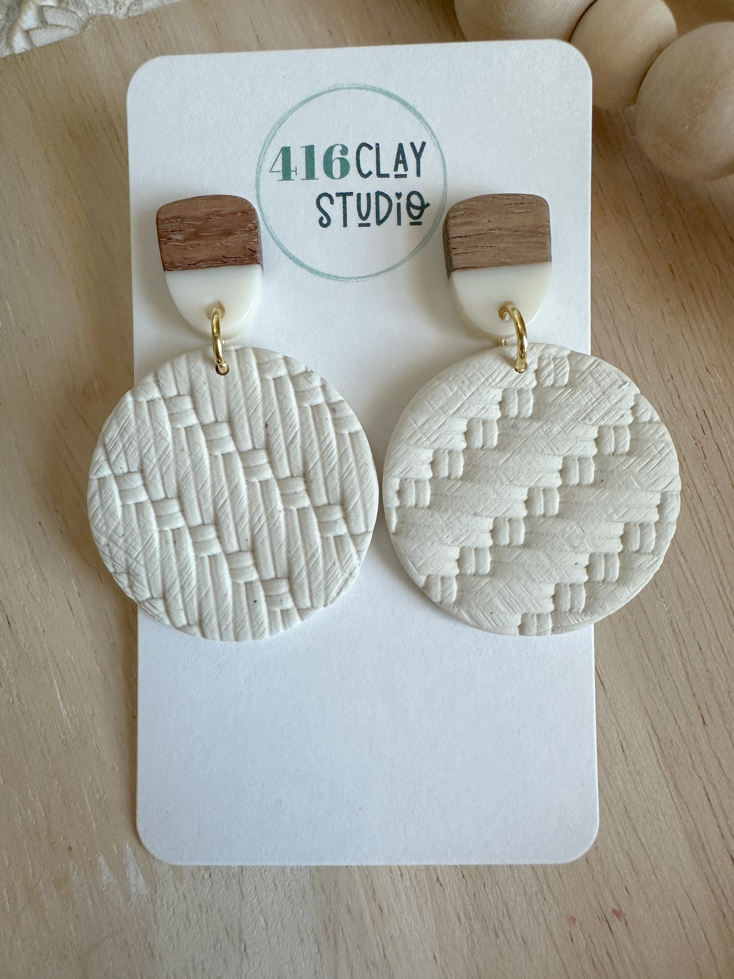 Round Faux Rattan Earrings (two options)