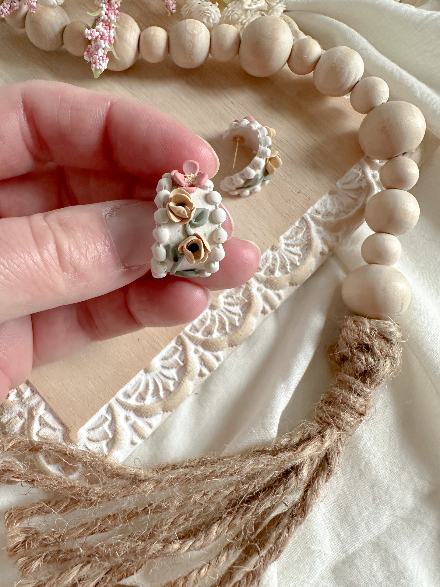 Spring Flower Huggie Earrings