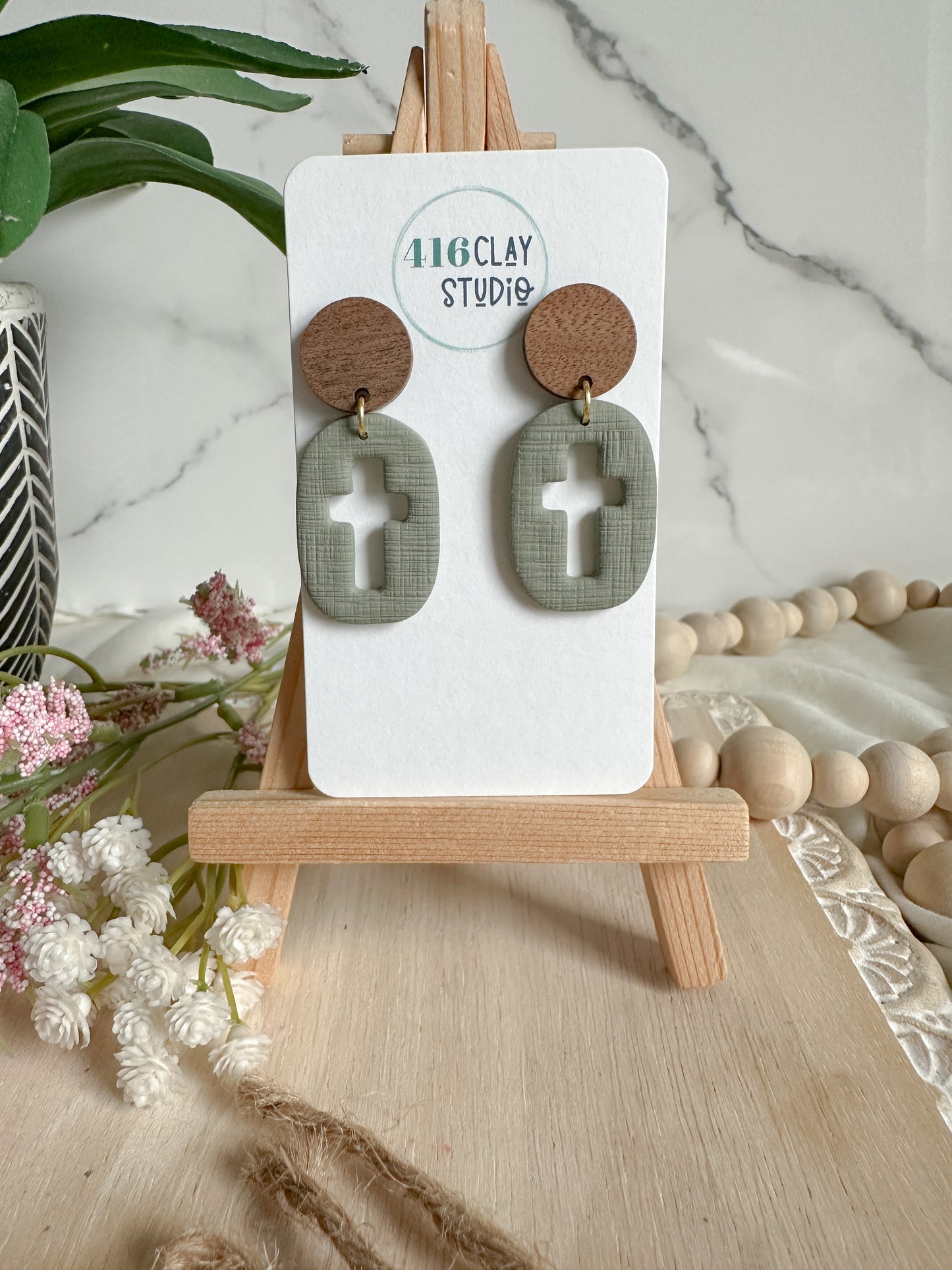 Cutout Cross Earrings (three color options)