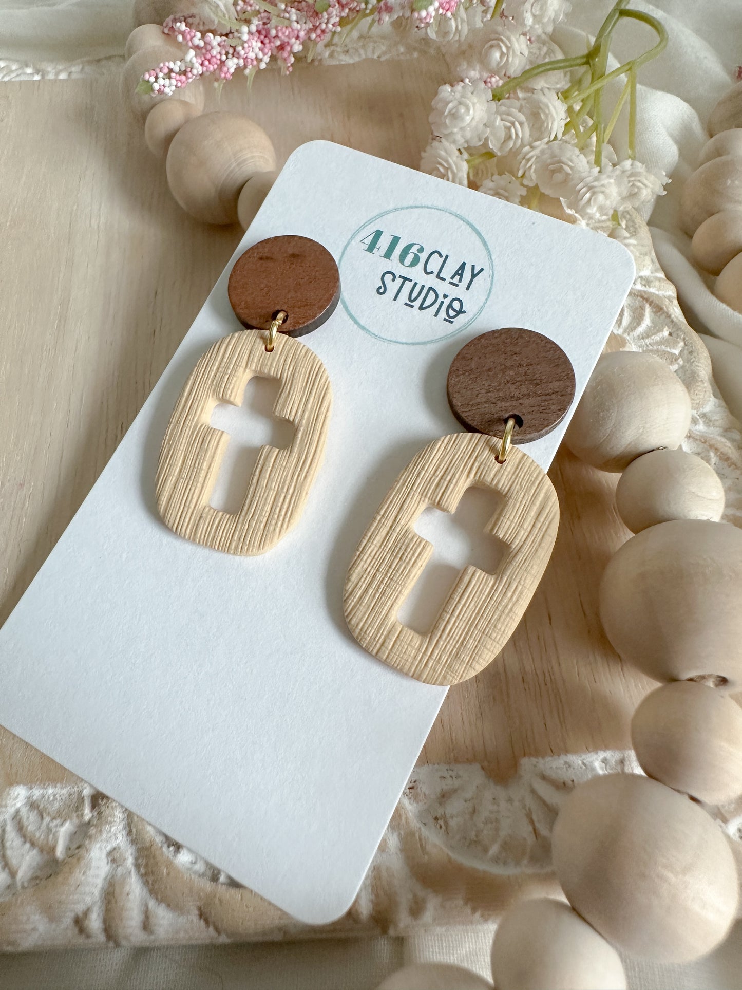 Cutout Cross Earrings (three color options)