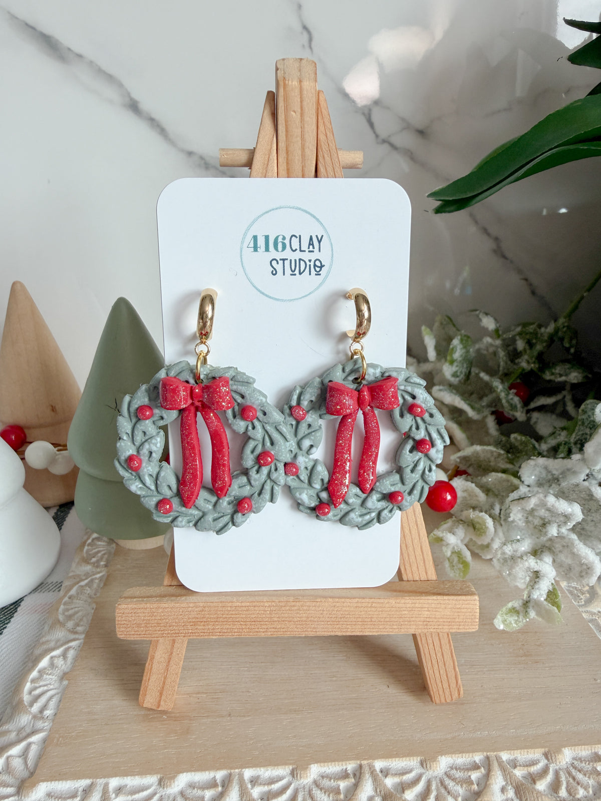 Christmas Wreath Earrings