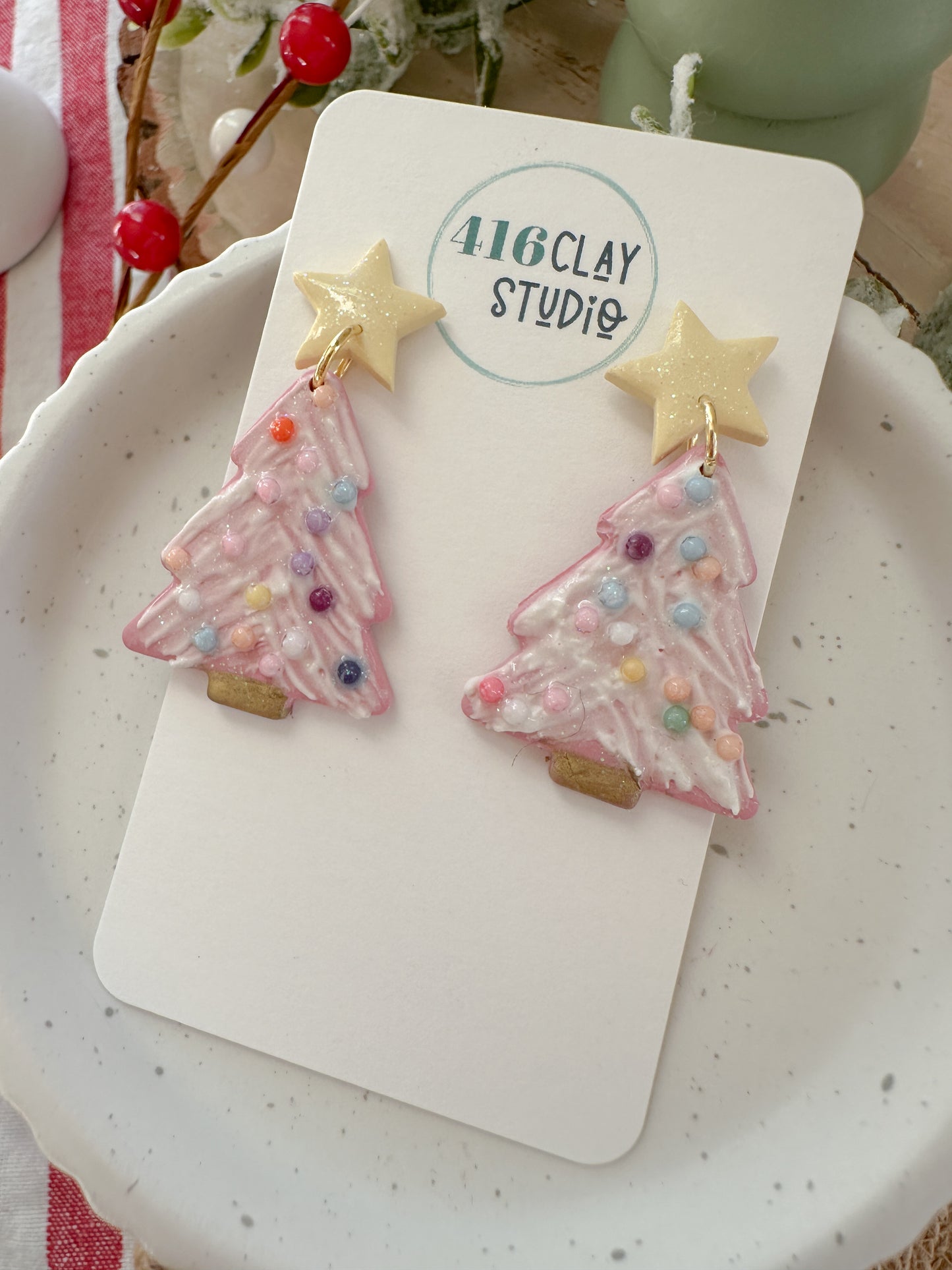 Pinkmas Tree Earrings
