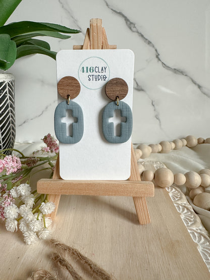 Cutout Cross Earrings (three color options)