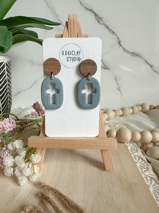 Cutout Cross Earrings (three color options)