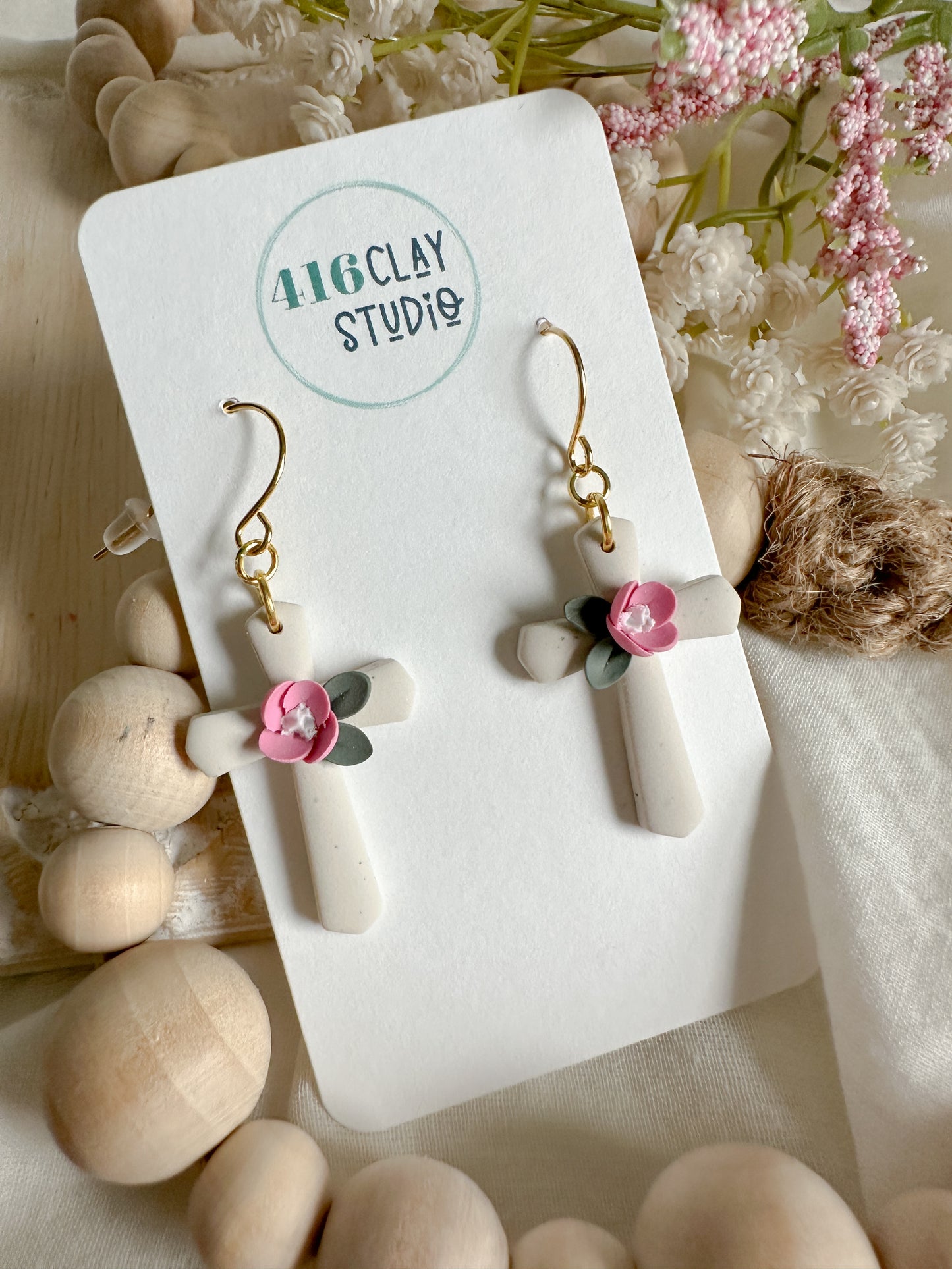 Grace in Bloom Cross Earrings