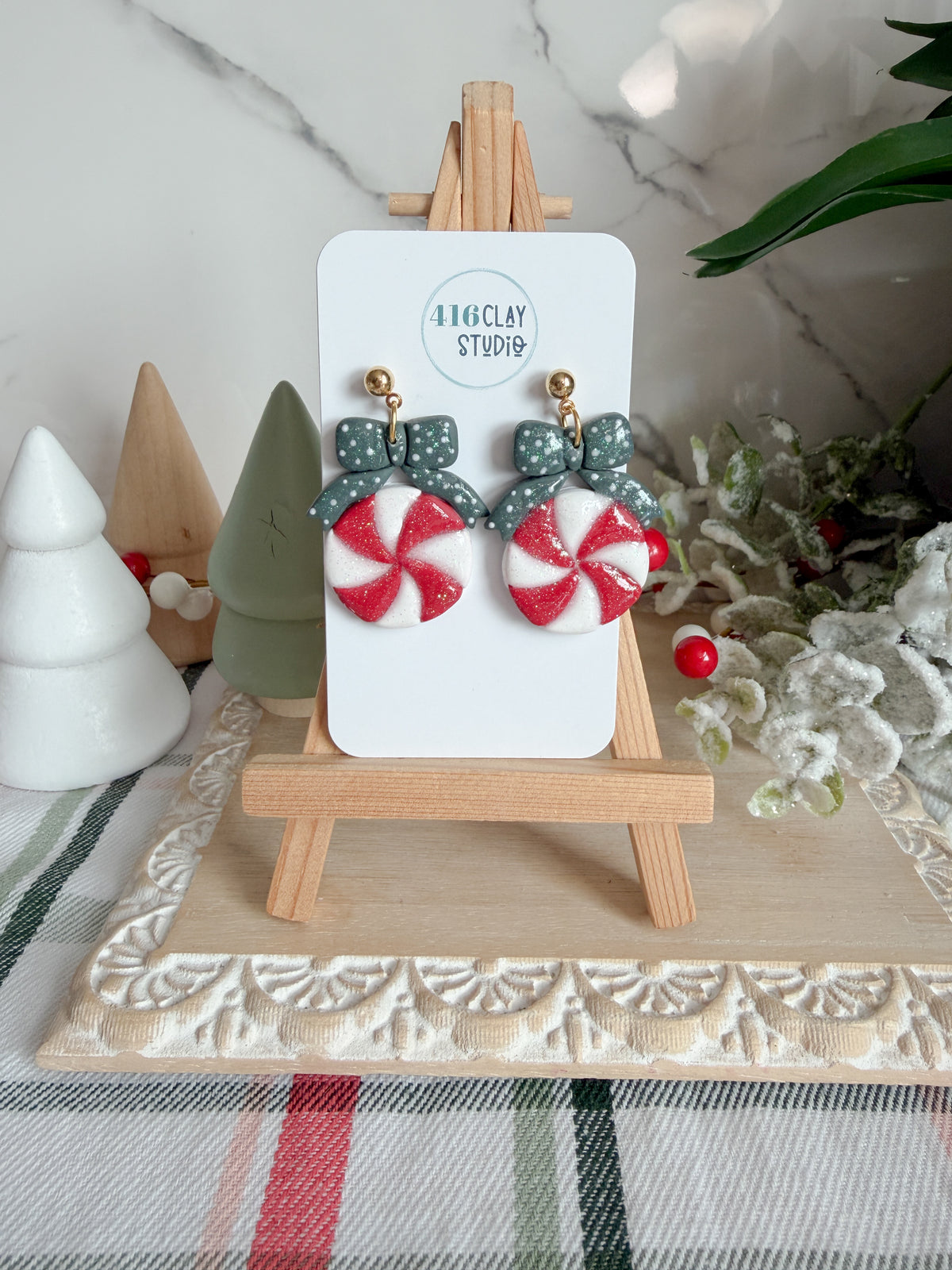 Peppermint & Bow Earrings