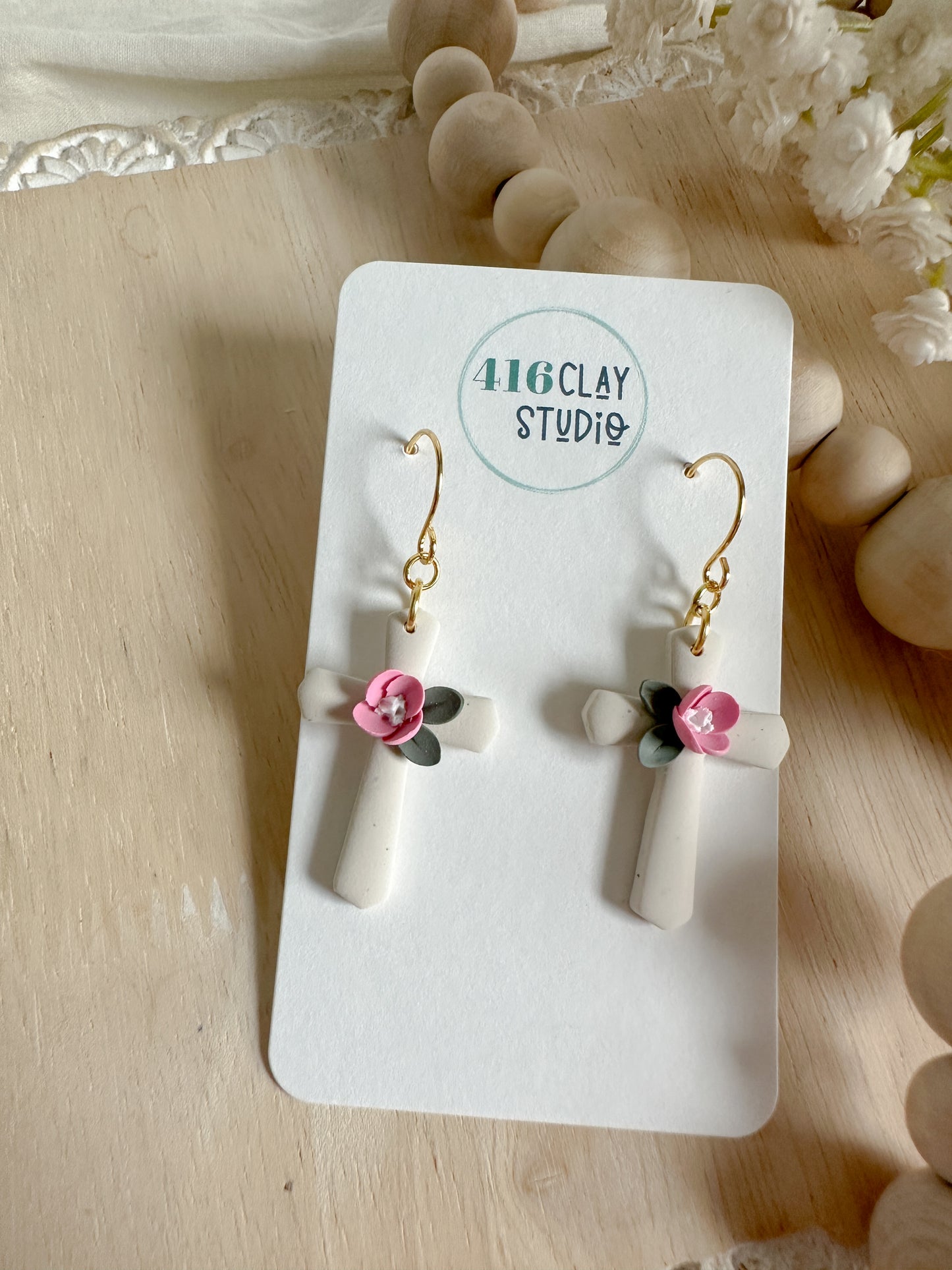 Grace in Bloom Cross Earrings