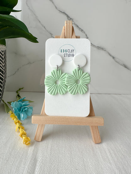 Embossed Flower Earrings (six color options)