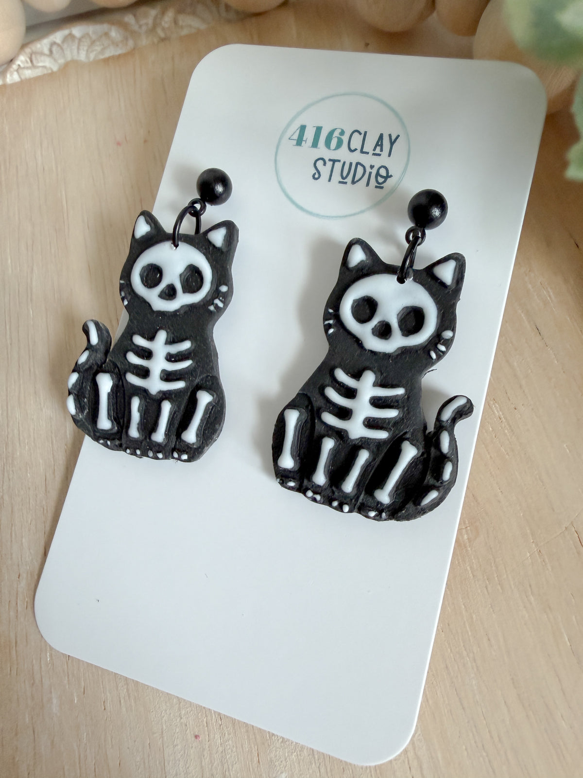 Skeleton Cat Earrings