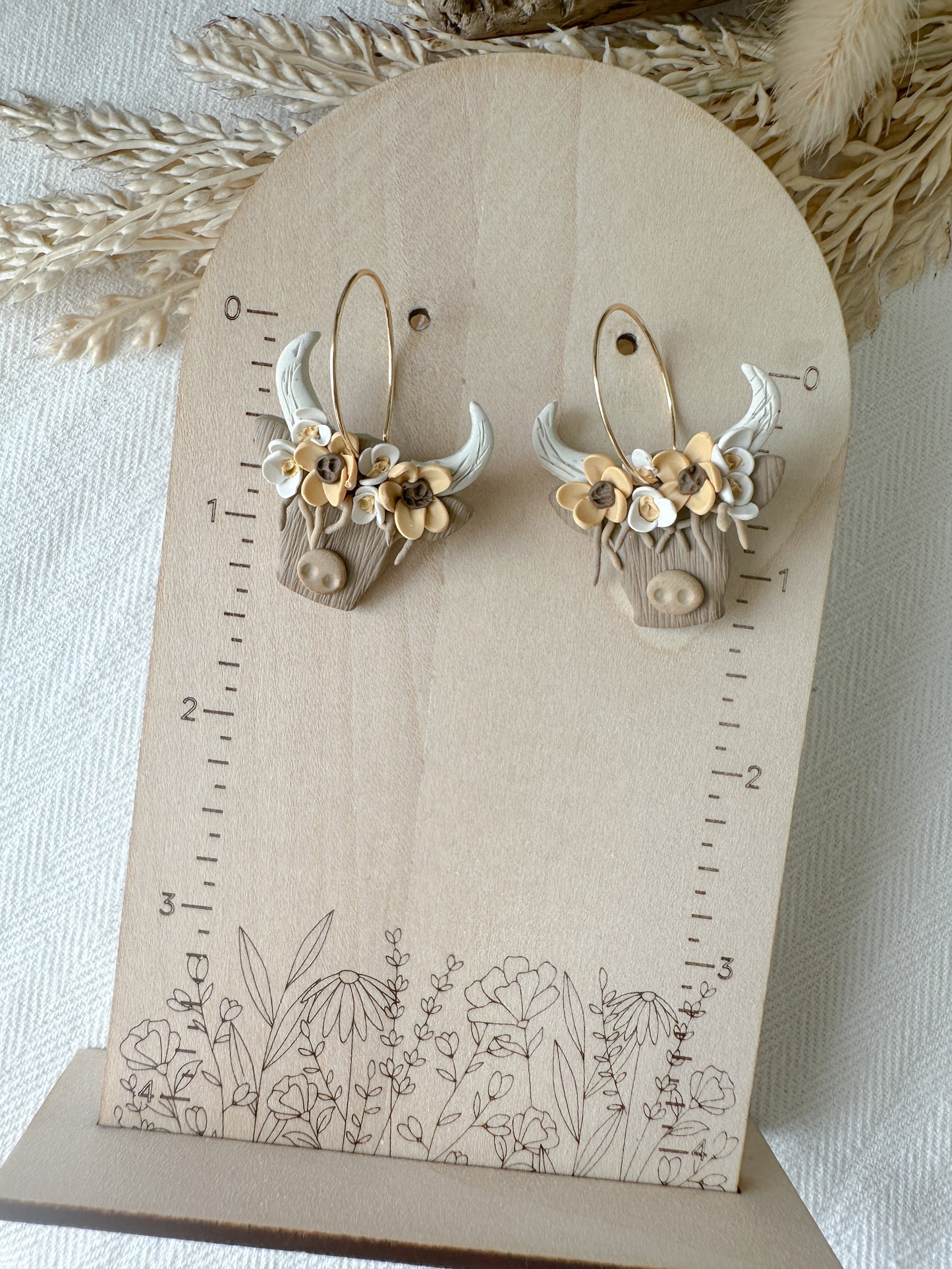 Autumn Highland Cow Hoop Earrings
