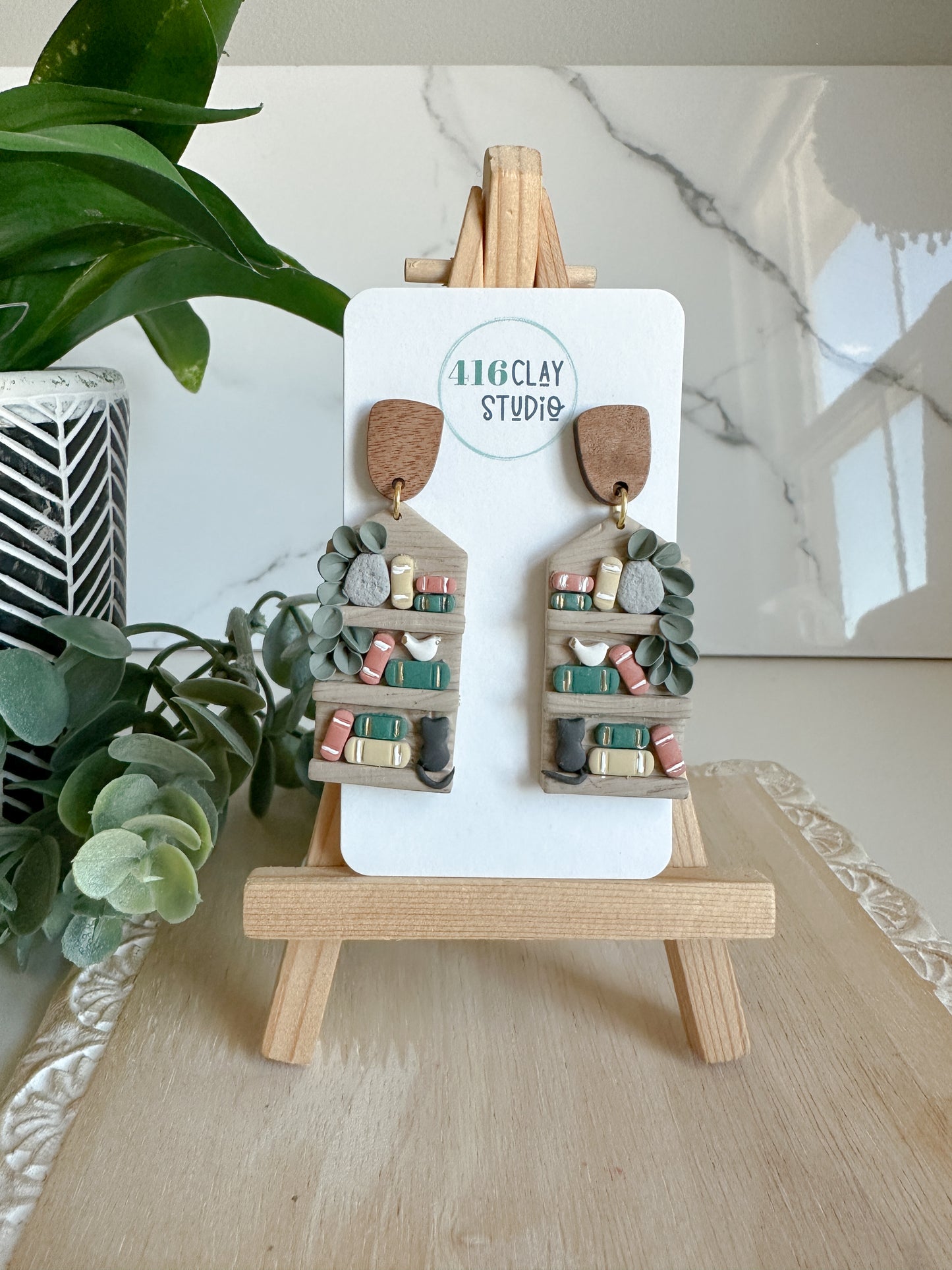 Tall Open Bookshelf Earrings