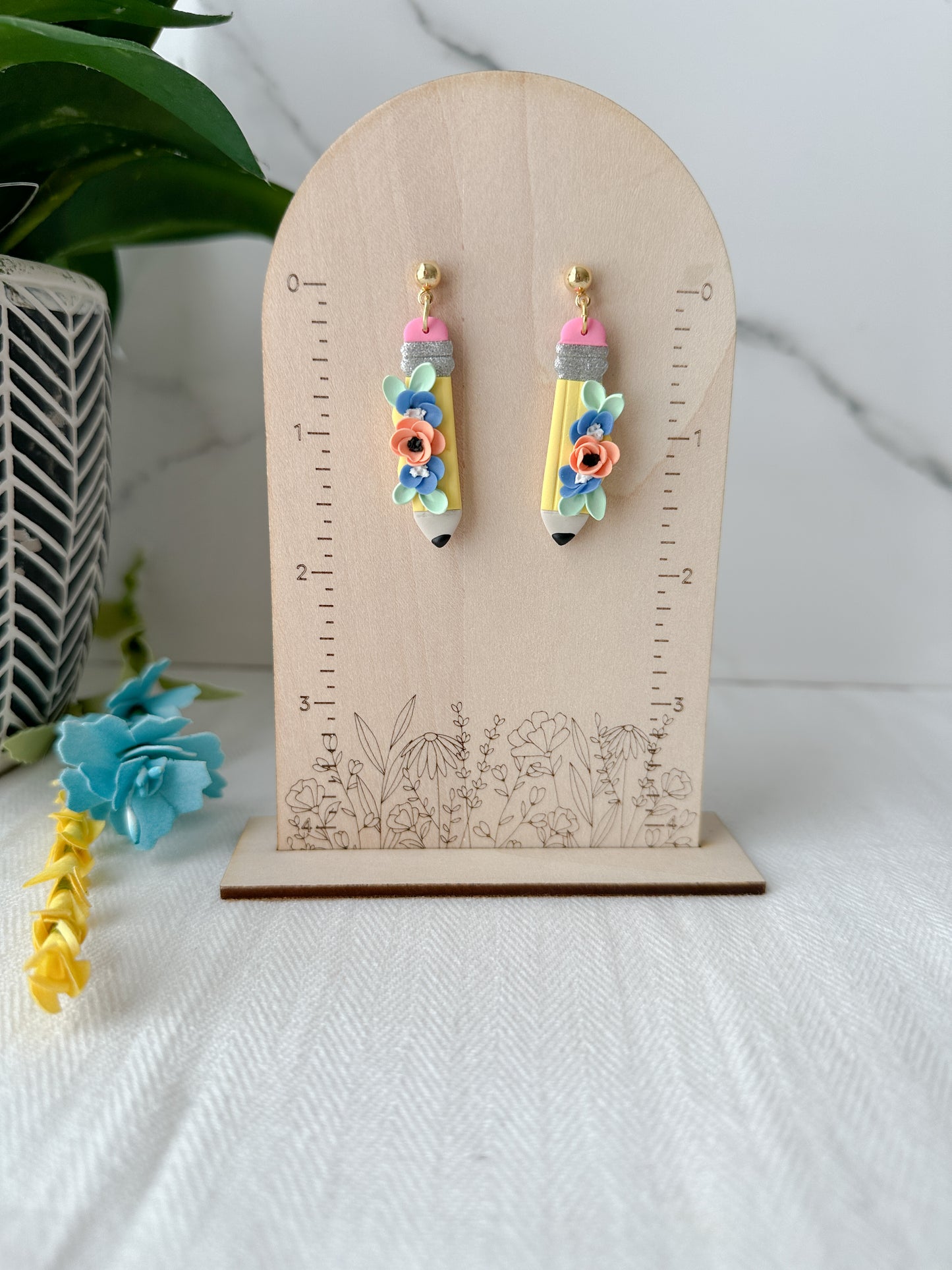 Floral Pencil Earrings
