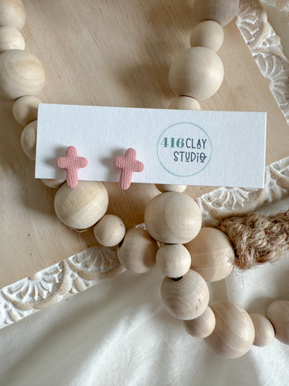 Cross Stud Earrings (five color options)