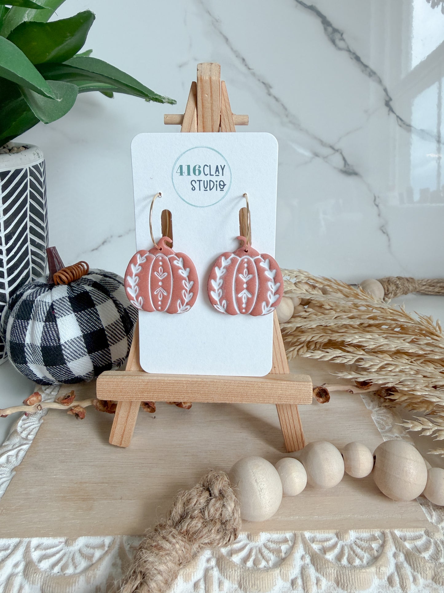 Farmhouse Pumpkin Hoop Earrings