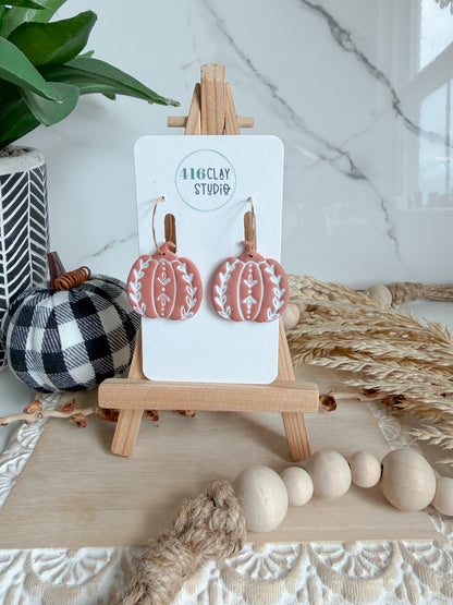Farmhouse Pumpkin Hoop Earrings