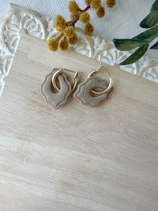 Neutral Dainty Charm Hoop Earrings