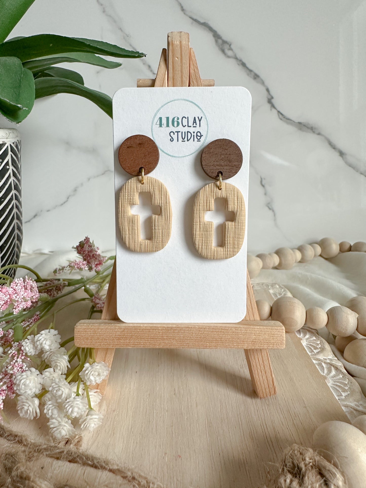 Cutout Cross Earrings (three color options)