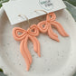 Bright Embossed Bow Earrings (six color options)