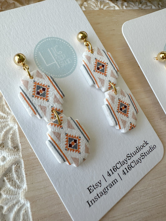 Neutral Aztec Earrings