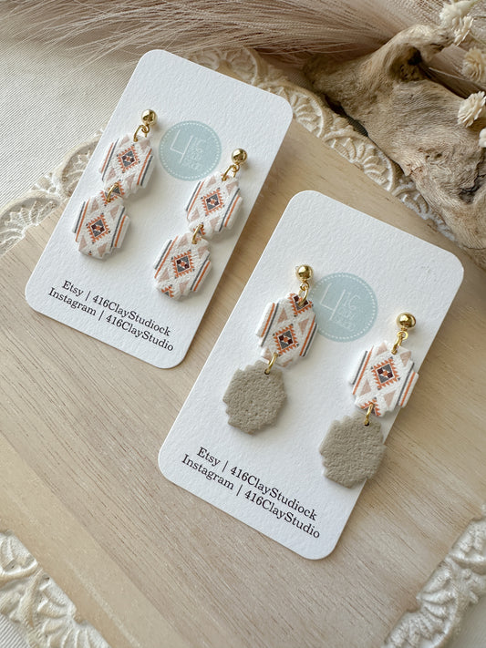 Neutral Aztec Earrings