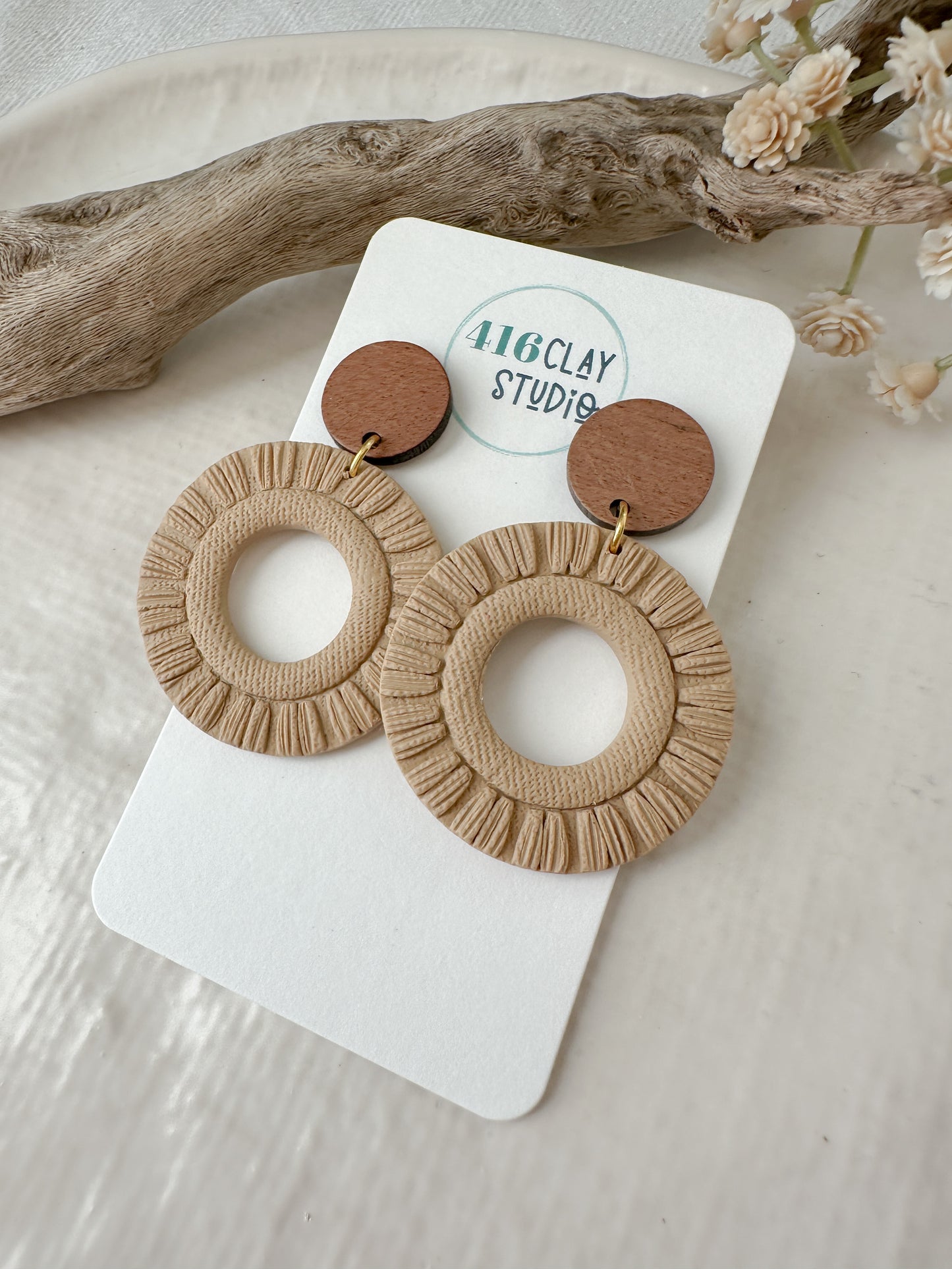 Autumn Boho Circle Faux Macrame Earrings (5 Color Options)