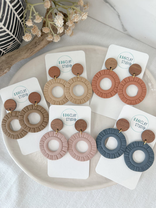 Autumn Boho Circle Faux Macrame Earrings (5 Color Options)