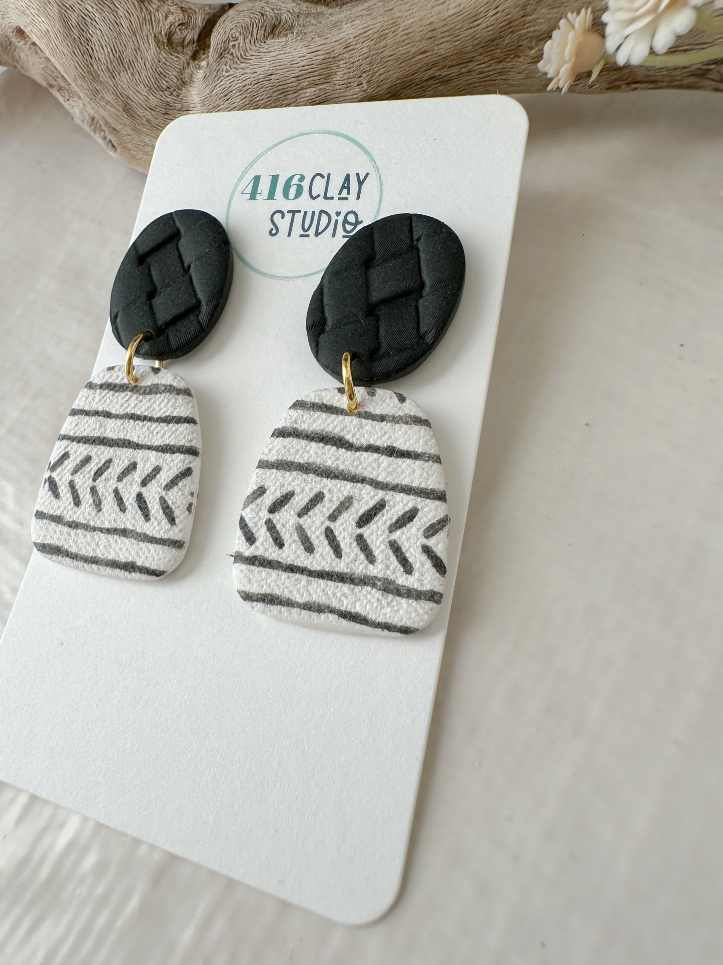 Black and White Dangle Earrings