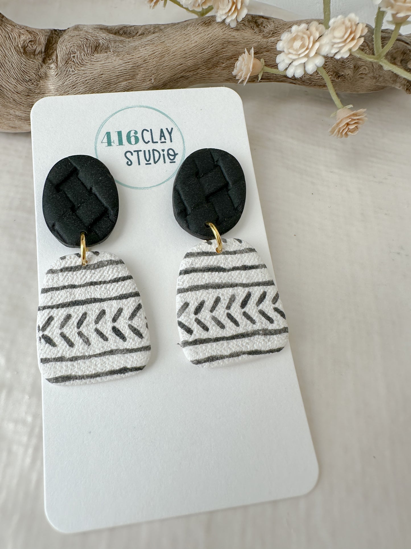 Black and White Dangle Earrings