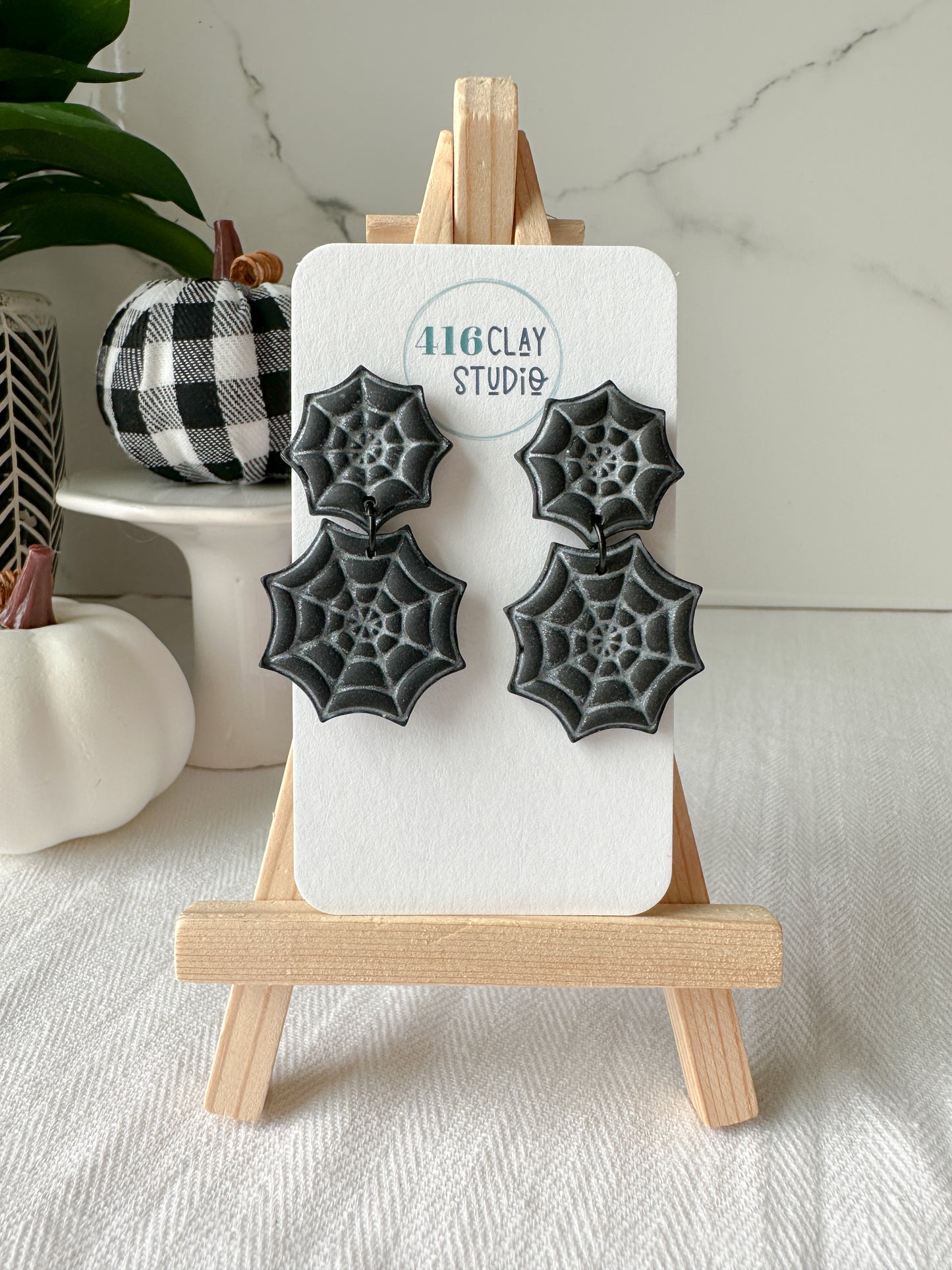 Black Spider Web Earrings