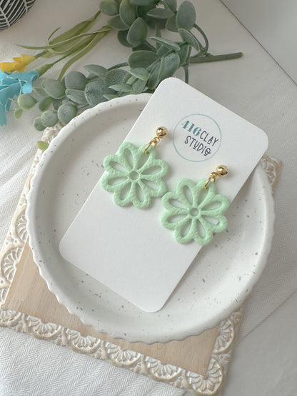 Dainty Cut Out Flower Earrings (six color options)