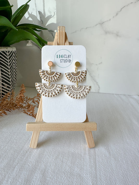 Gold Embossed half Circle Earrings (3 Color Options)