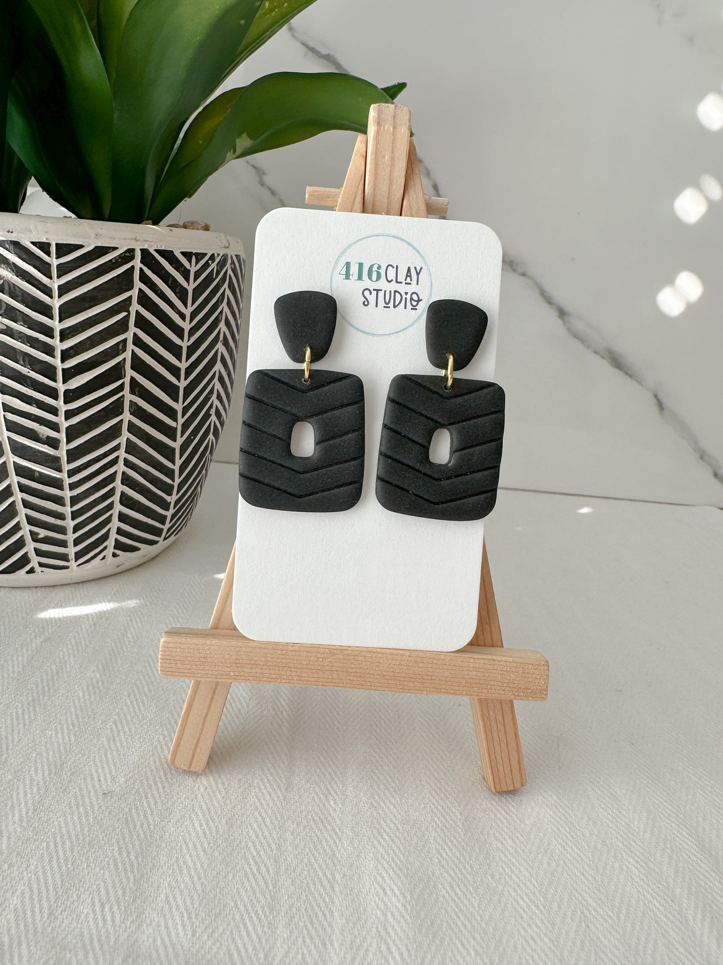 Chevron Square Dangle Earrings