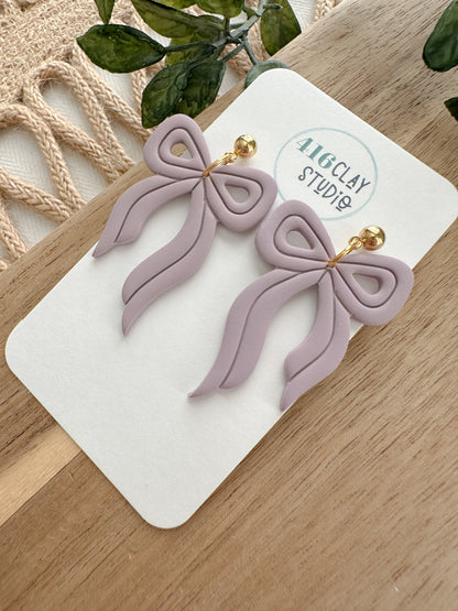 Embossed Bow Earrings (five color options)