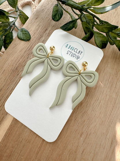 Embossed Bow Earrings (five color options)